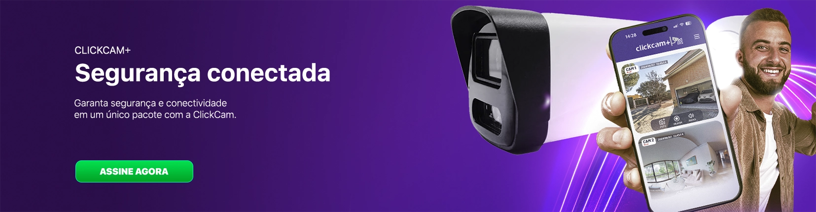 Clickcam - Segurança conectada. Garanta segurança e conectividade em um único pacote com Internet Clicknet.